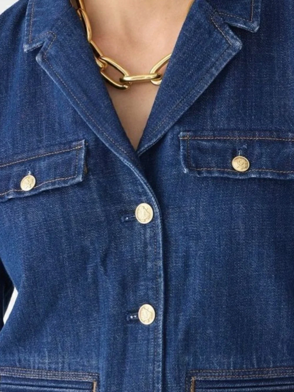 J. Crew Factory Dark Indigo Denim Blazer Jacket - Picture 2 of 5